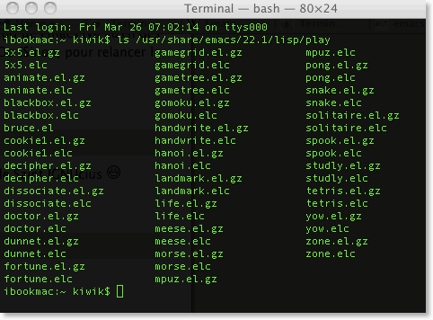Liste des jeux Emacs