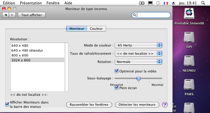 Moniteur selection