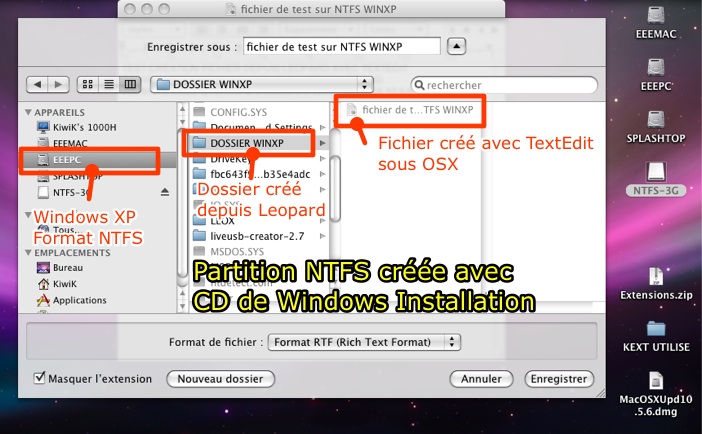 TextEdit sauvegarde sur NTFS