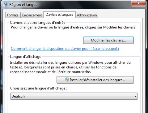 langue affichage Deutsch