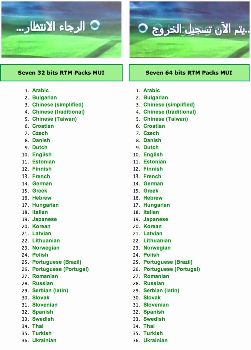 36 packs langues Vista et seven telechargement